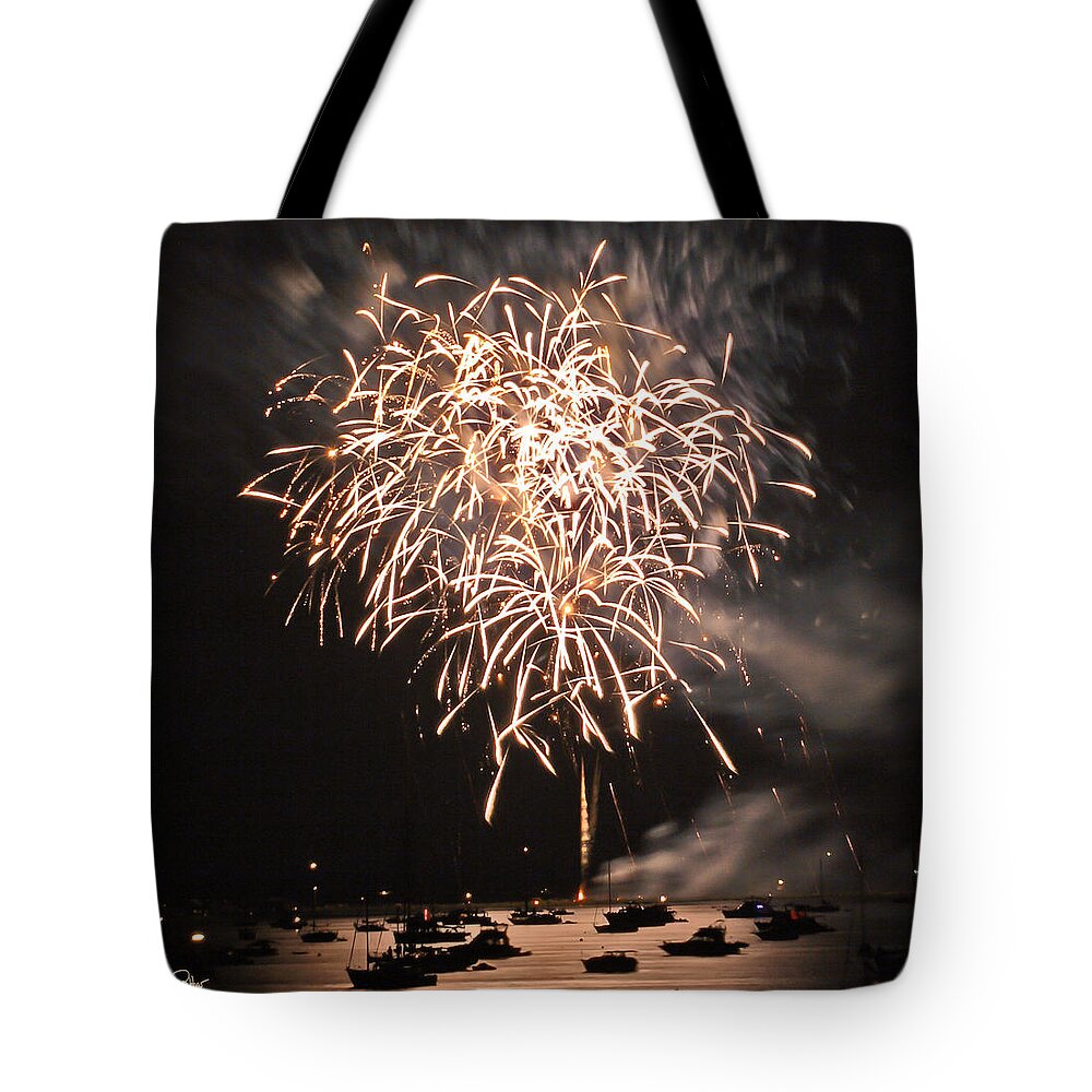 Fireworks Tote Bag featuring the photograph Lopez Island Fireworks 2 by David Salter
