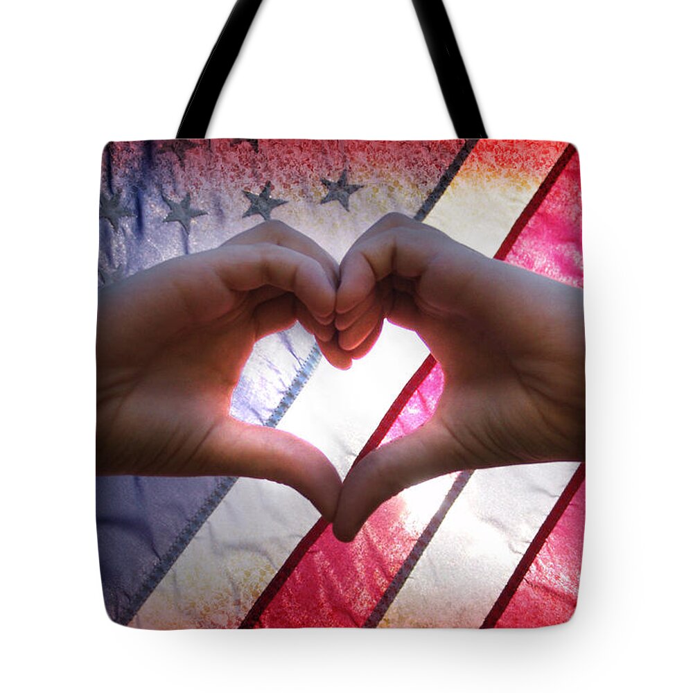 Independence Tote Bag featuring the photograph Love from America by Lisa Lambert-Shank