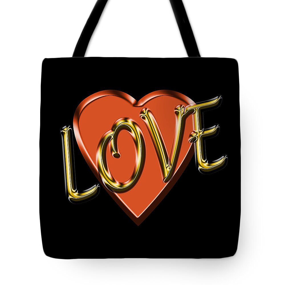 Love Tote Bag featuring the digital art Love in Gold and Copper by Andrew Fare