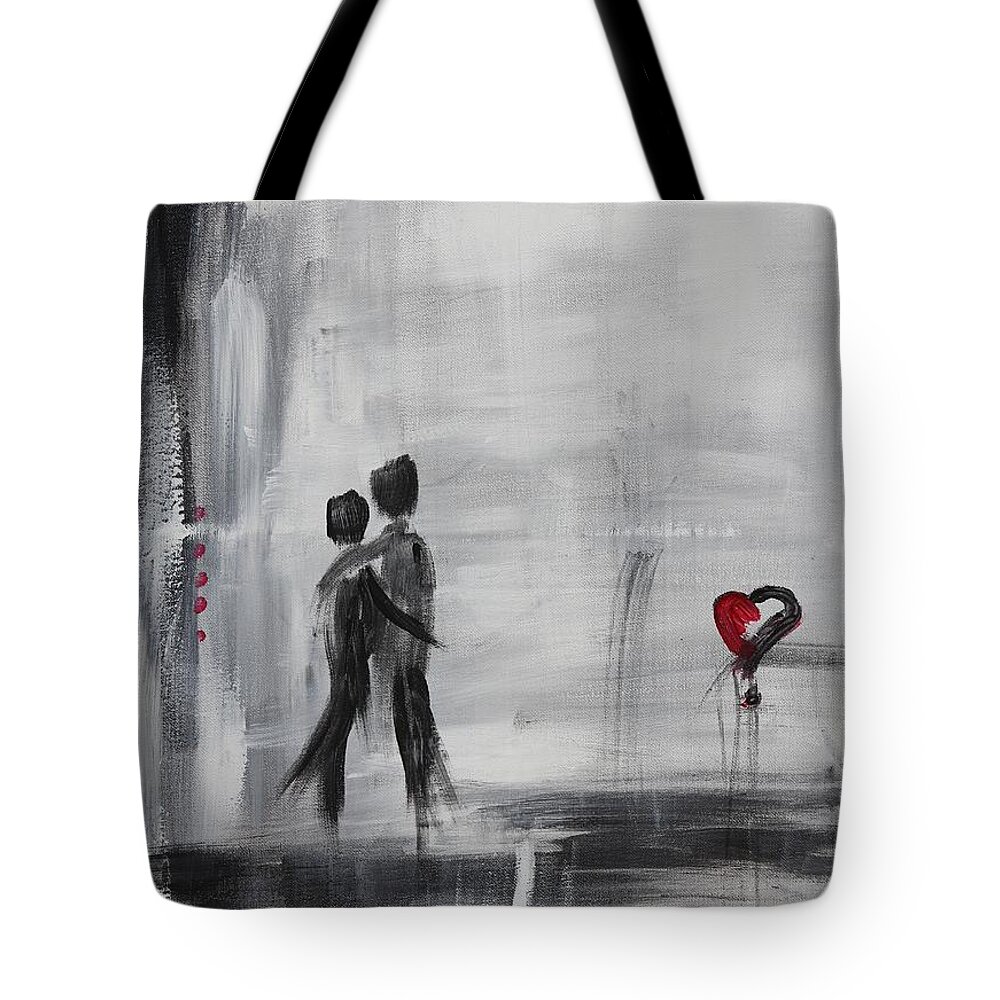 Love Tote Bag featuring the painting Love Story 1 by Sladjana Lazarevic