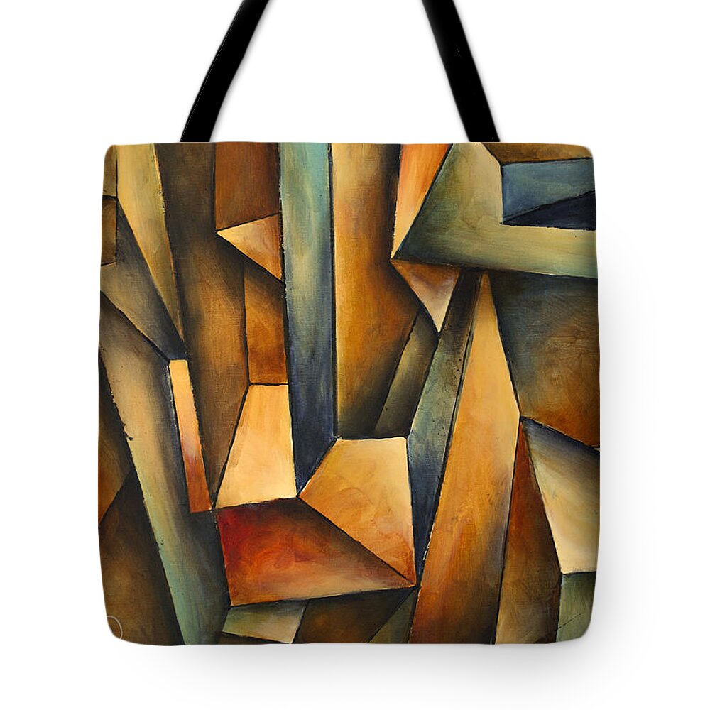 Abstract Art Tote Bag featuring the painting 'madness' by Michael Lang
