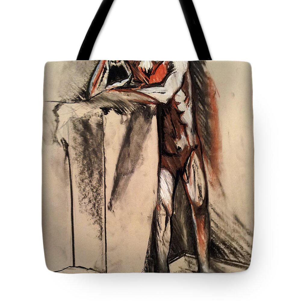  Tote Bag featuring the drawing Man 1 by John Gholson