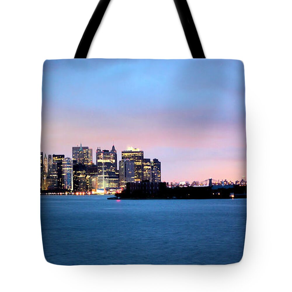 Panoramic Tote Bag featuring the photograph Manhattan Dawn by Kristin Elmquist