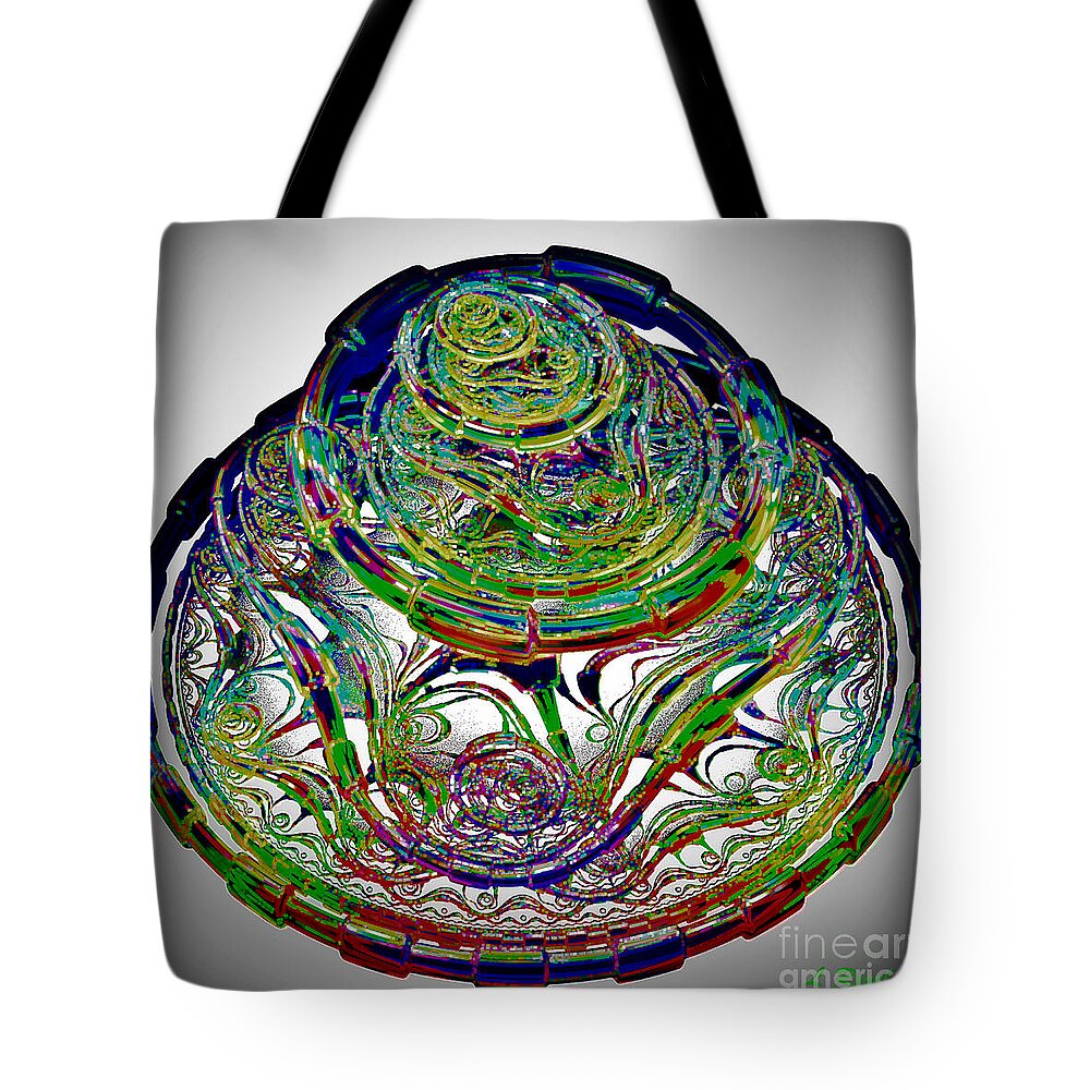 Abstract Tote Bag featuring the digital art Manic Maze by Leslie Revels
