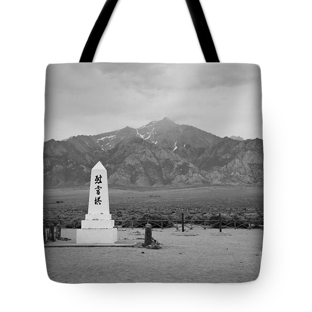 Manzanar Tote Bag featuring the photograph Manzanar memorial by Olivier Steiner