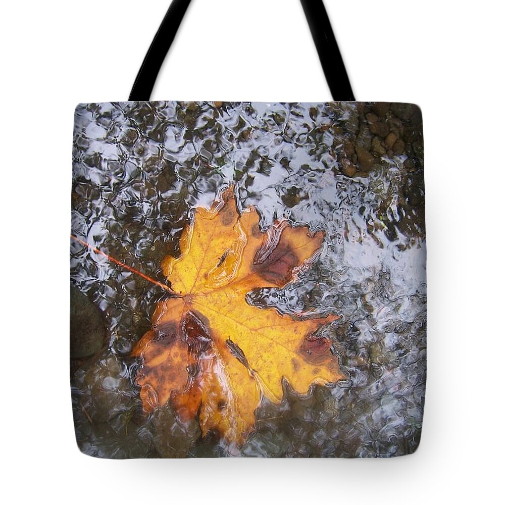 Maple Leaf Tote Bag featuring the photograph Maple Leaf Reflection 2 by Peter Mooyman