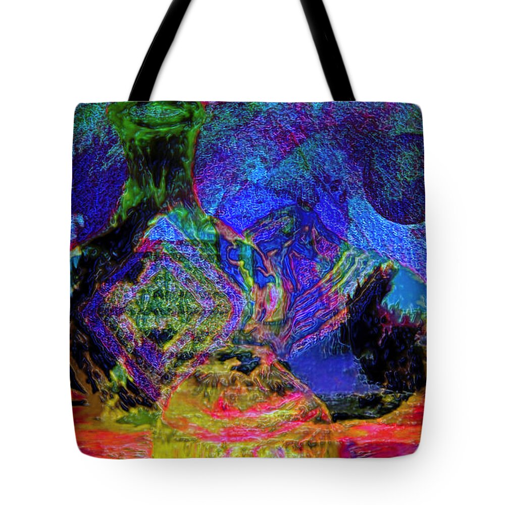 Abstract Tote Bag featuring the painting MAPPED IN TIME pottery collection by Sherri's - Of Palm Springs