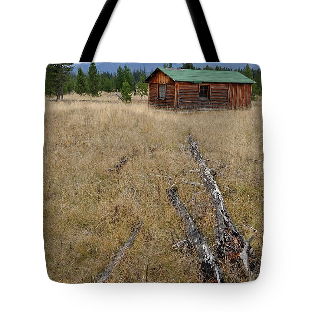 Mccarthy Tote Bag featuring the photograph McCarthy Family Cabin Glacier National Park by Bruce Gourley