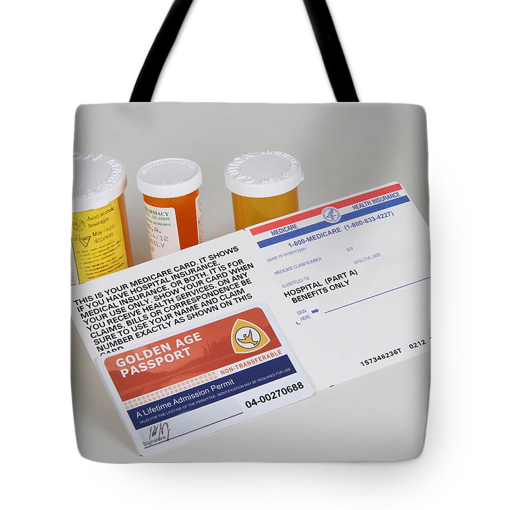 Admission Tote Bag featuring the photograph Medicare Golden Age Passport by Photo Researchers, Inc.