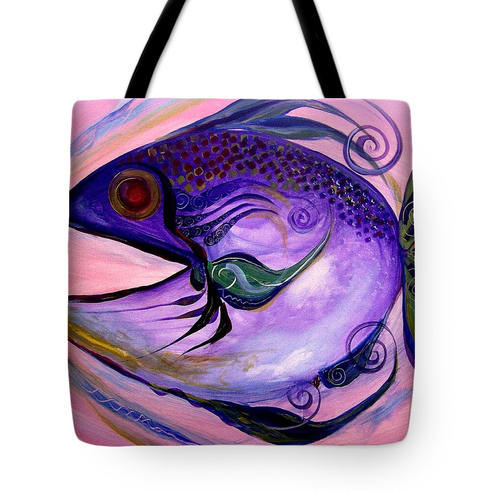 Fish Tote Bag featuring the painting Melanie Fish One by J Vincent Scarpace