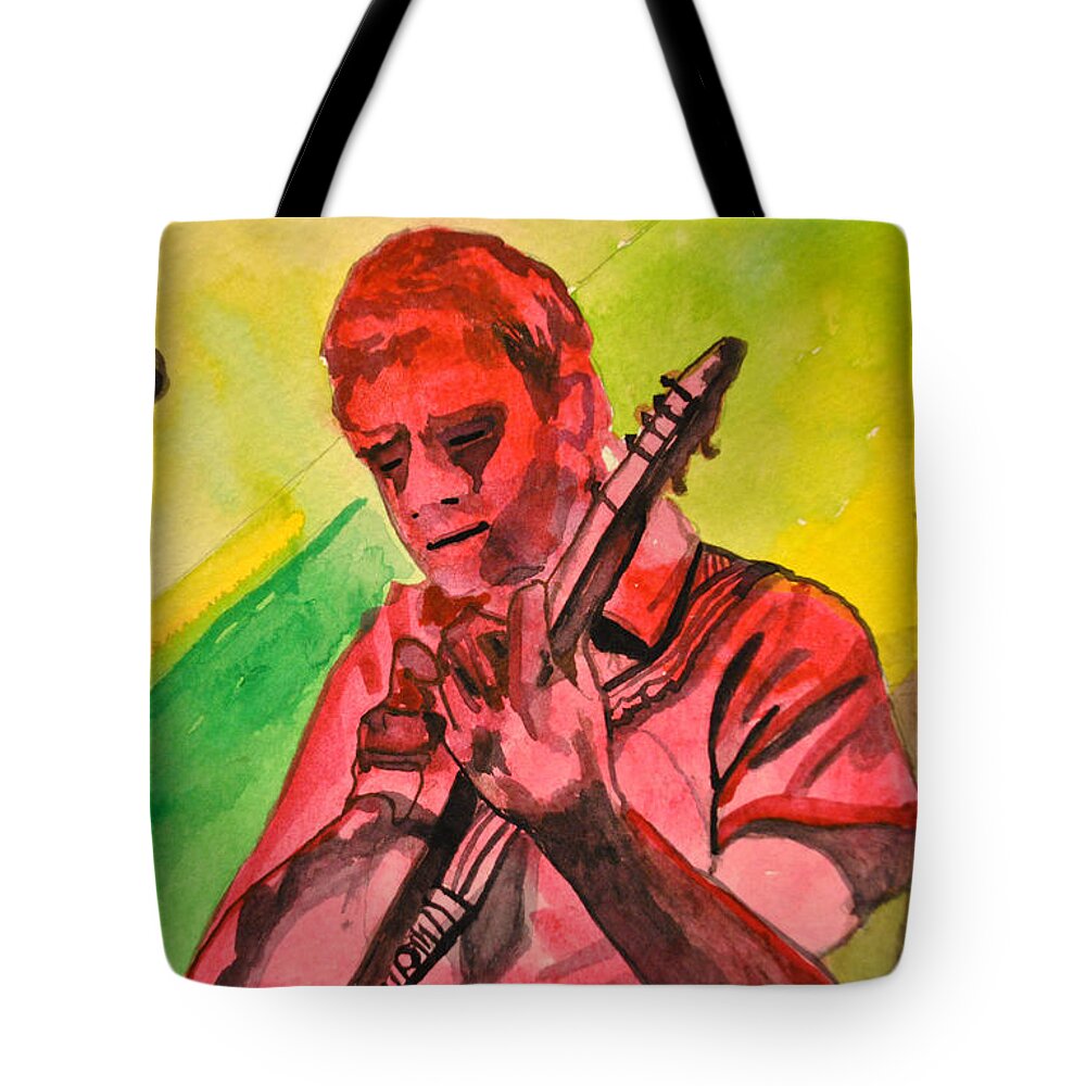 Umphrey's Mcgee Tote Bag featuring the painting Melody in Red by Patricia Arroyo