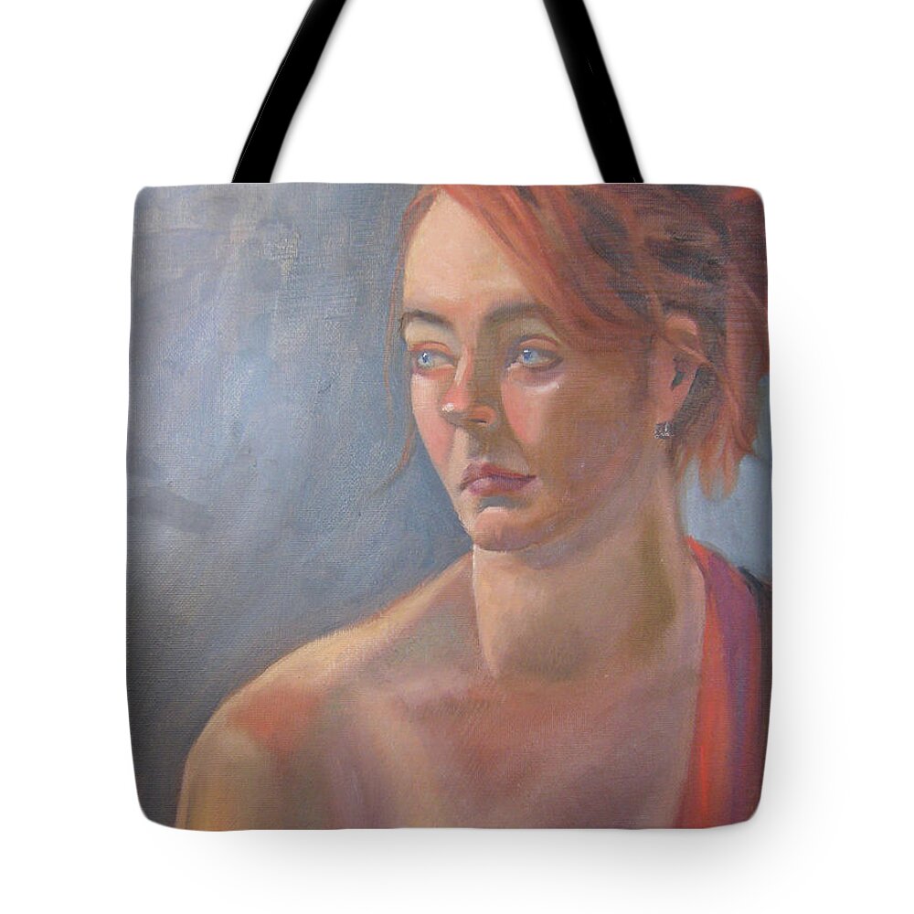 Figure Art Tote Bag featuring the painting Memories in Red by Lilibeth Andre