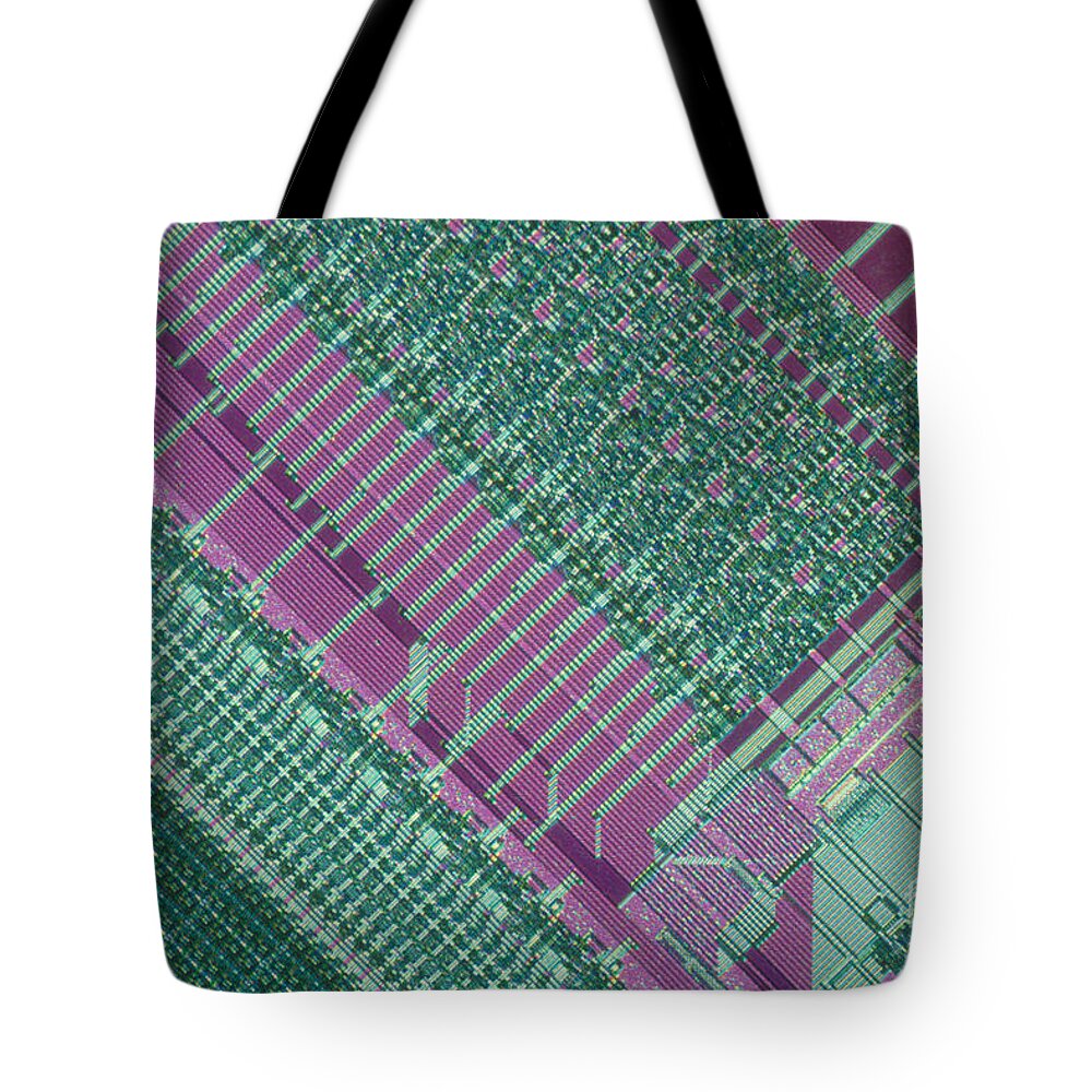 Science Tote Bag featuring the photograph Micrograph Of Chip by Michael W. Davidson