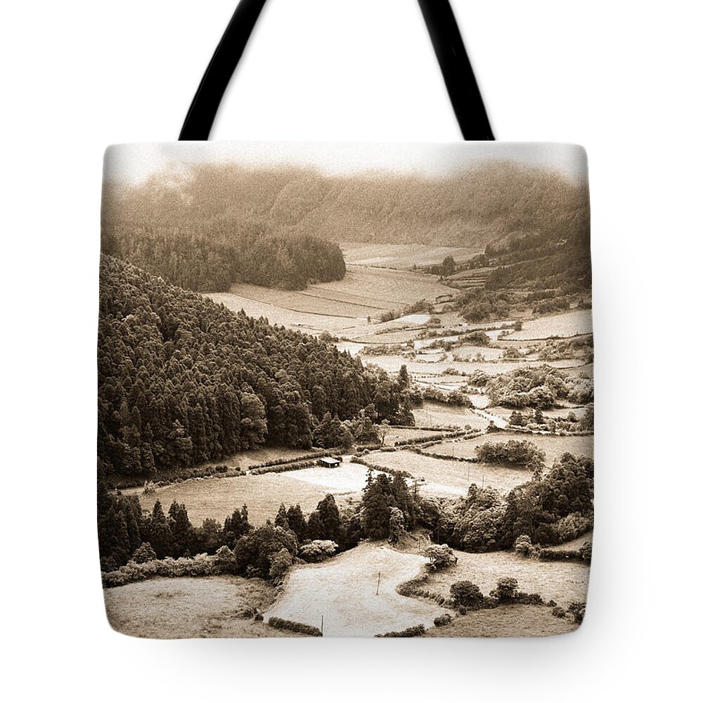 Rural Tote Bag featuring the photograph Misty valley by Gaspar Avila