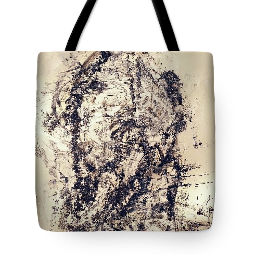 � Tote Bag featuring the painting Monoprint Portrait 2 by JC Armbruster