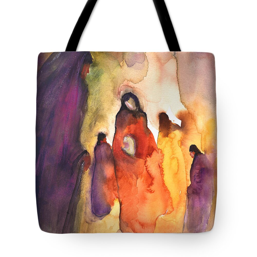 Travel Tote Bag featuring the painting Moroccan People by Miki De Goodaboom