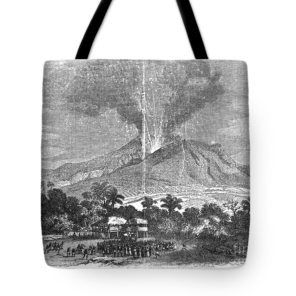 1855 Tote Bag featuring the photograph Mt. Pelee Eruption, 1855 by Granger