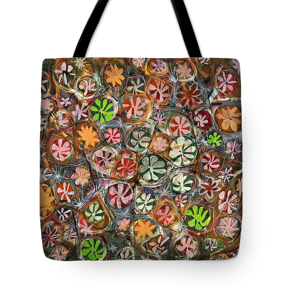 Abstract Tote Bag featuring the painting My Little Buttercup by Lynne Taetzsch