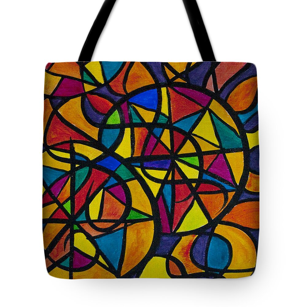 Trinity Tote Bag featuring the painting My Three Suns by Jaime Haney