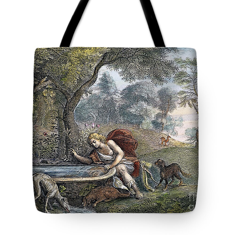 Dog Tote Bag featuring the photograph Narcissus & Reflection by Granger