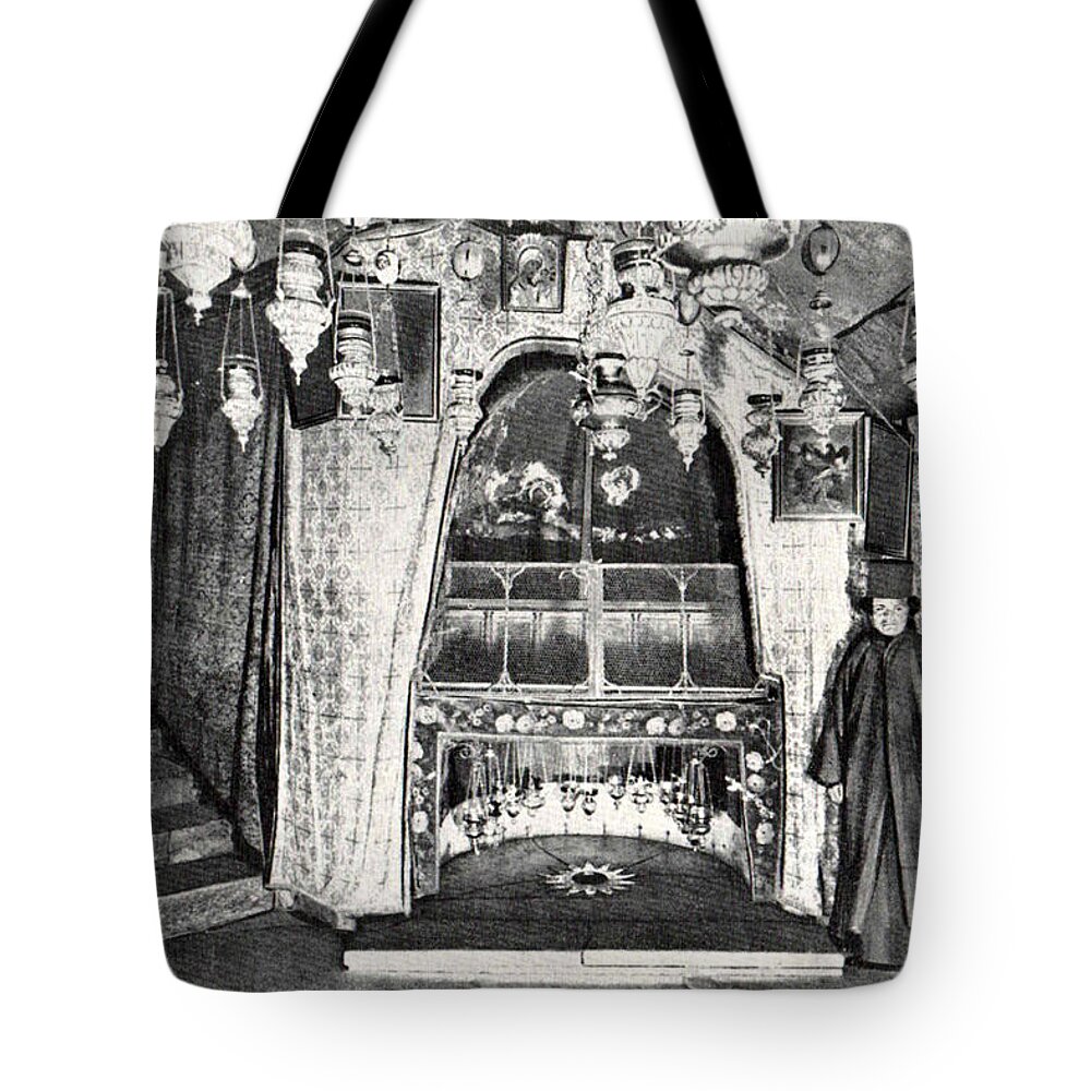 Bethlehem Tote Bag featuring the photograph Nativity Grotto in 18th Century by Munir Alawi