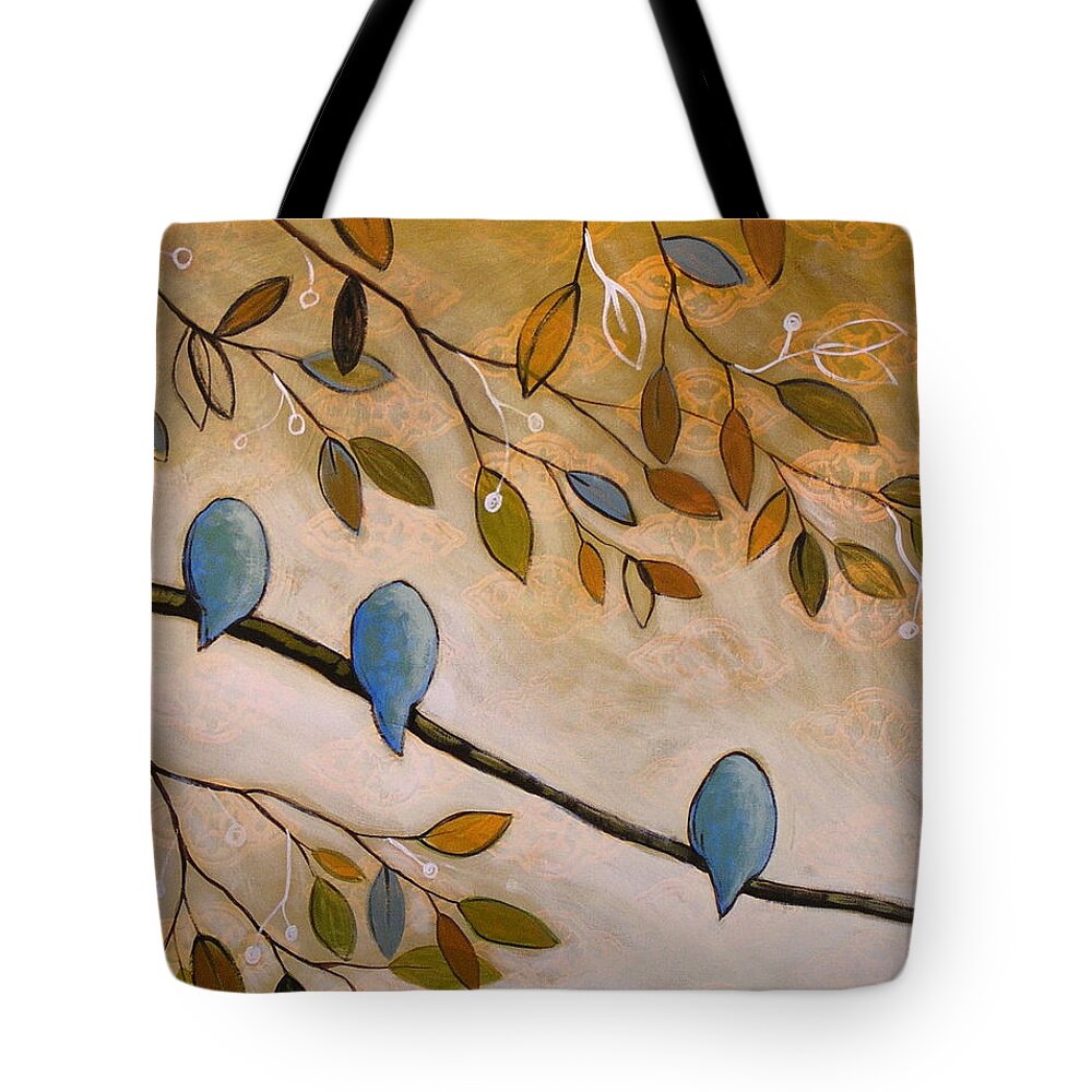 Birds Tote Bag featuring the painting Nature Birds Painting...Peaceful Garden by Amy Giacomelli