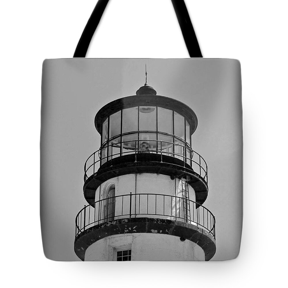 Black And White Tote Bag featuring the photograph Nauset Light in BW by Justin Connor