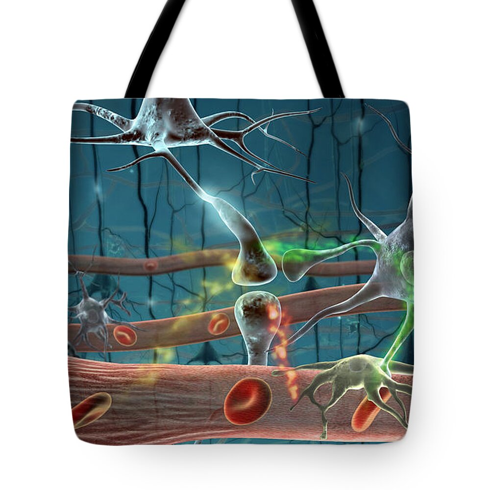 Neuron Tote Bag featuring the photograph Neurons by Science Source