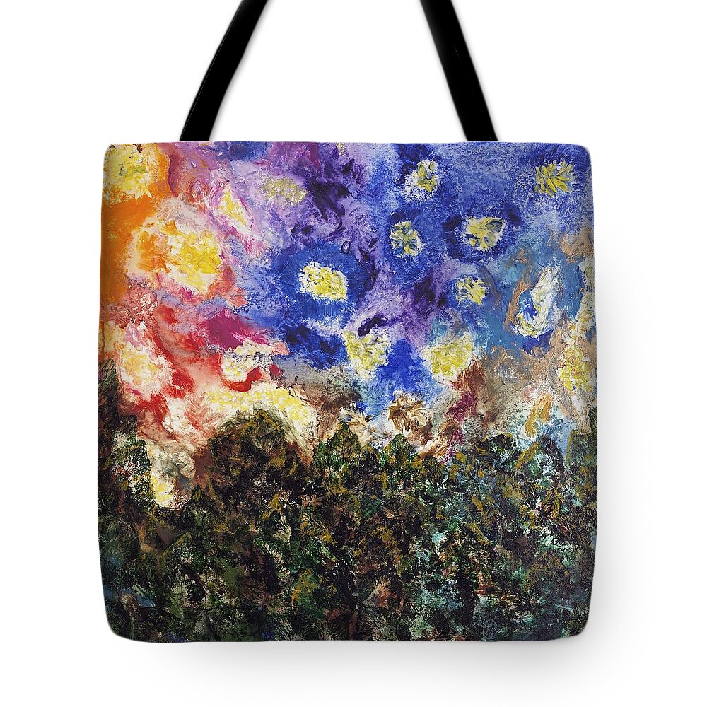 Abstract Landscape Tote Bag featuring the painting Night and Day by Mr Dill
