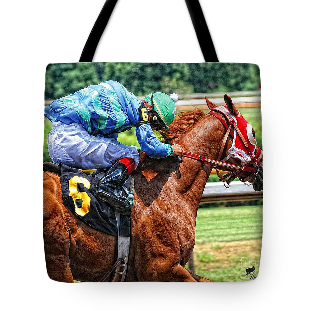 Thoroughbred Tote Bag featuring the photograph No Challenge by Karen White