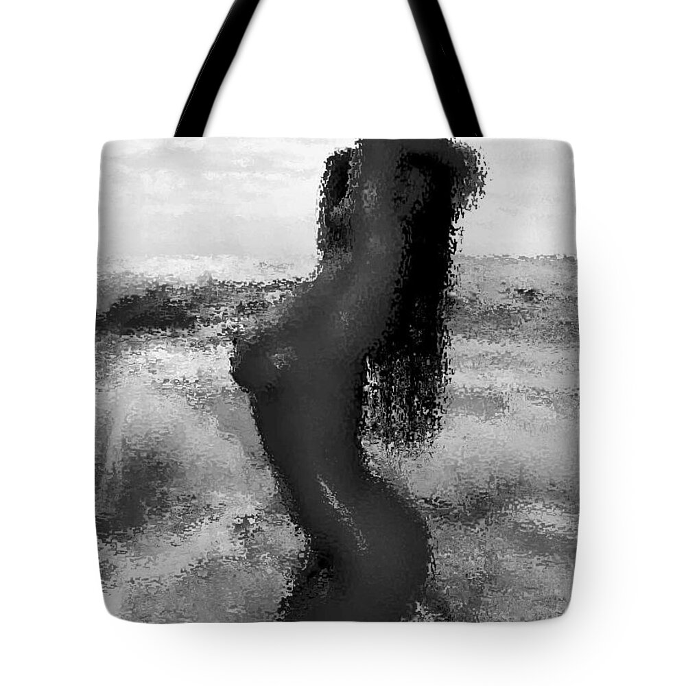 Nude Tote Bag featuring the mixed media Nude 054 by Piety Dsilva