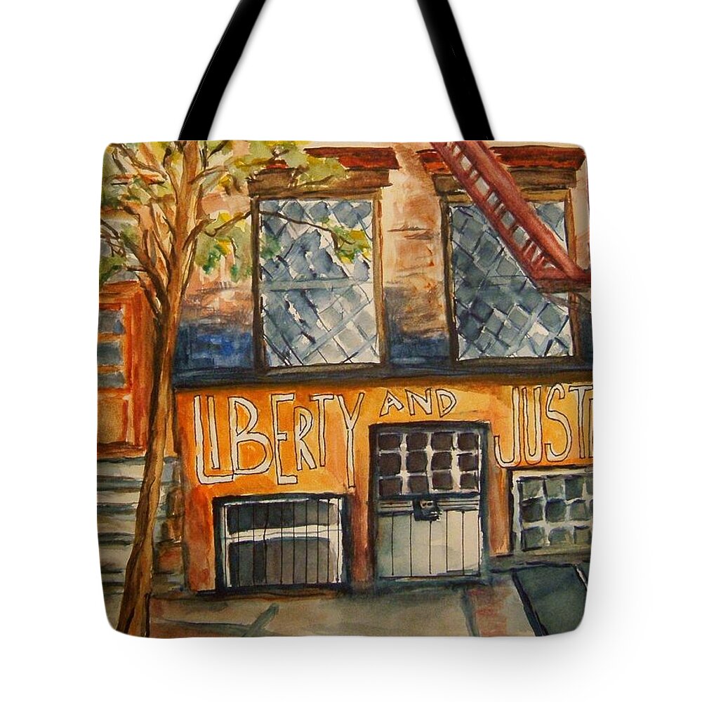 New York City Tote Bag featuring the painting NYC Graffiti by Elaine Duras