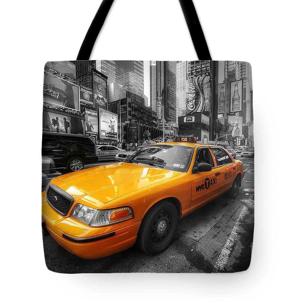 Art Tote Bag featuring the photograph NYC Yellow Cab by Yhun Suarez