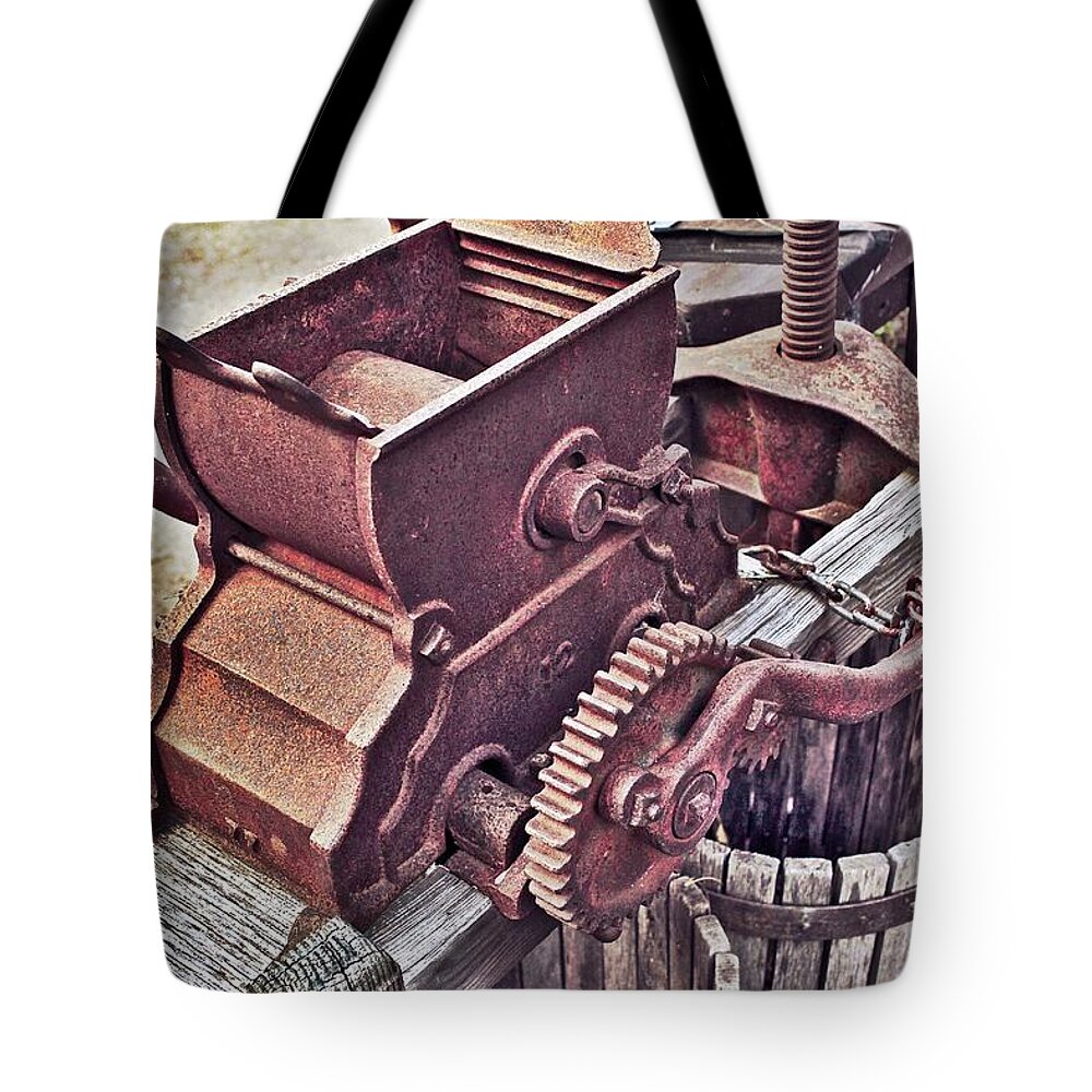 Old Apple Press Tote Bag featuring the photograph Old Apple Press 3 by Bill Owen