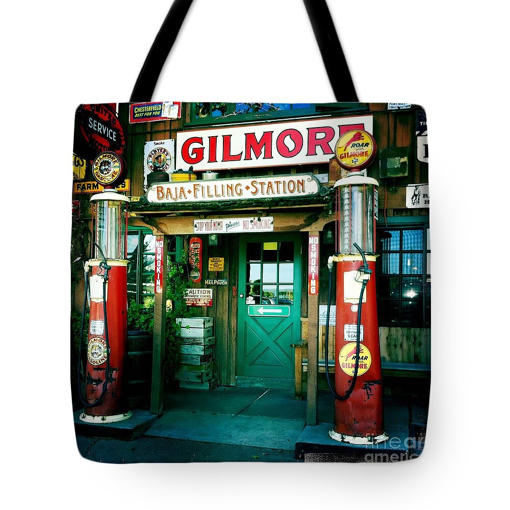 Photograph Tote Bag featuring the photograph Old Fashioned Filling Station by Nina Prommer