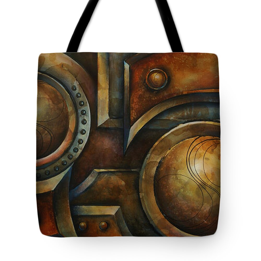 Steampunk Tote Bag featuring the painting 'Old Iron' by Michael Lang