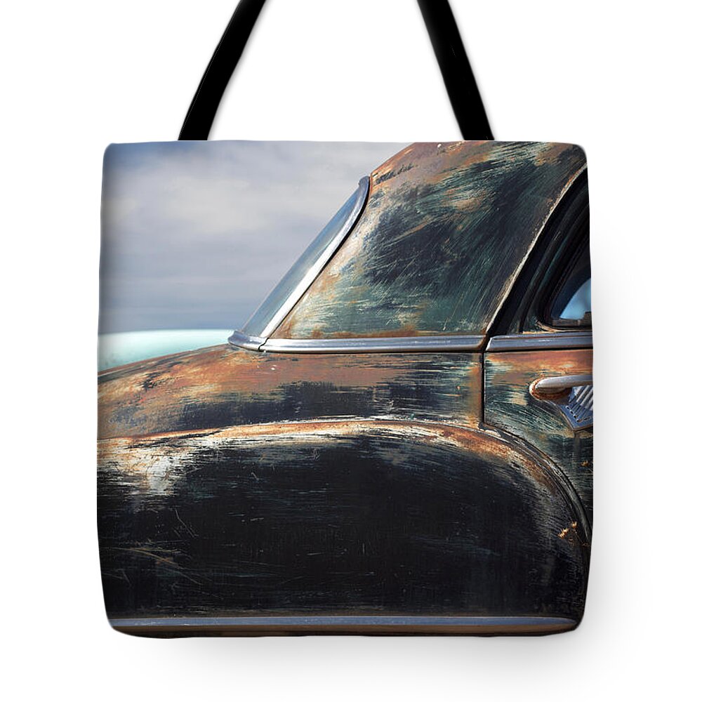 Old Car Tote Bag featuring the photograph Old Plymouth by Hermes Fine Art