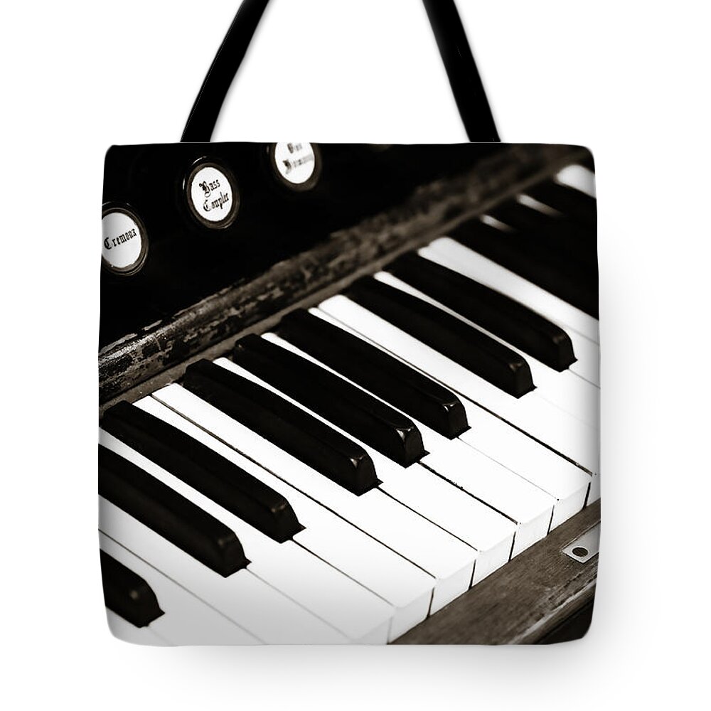 Old Tote Bag featuring the photograph Old Pump Organ 2 by Marilyn Hunt