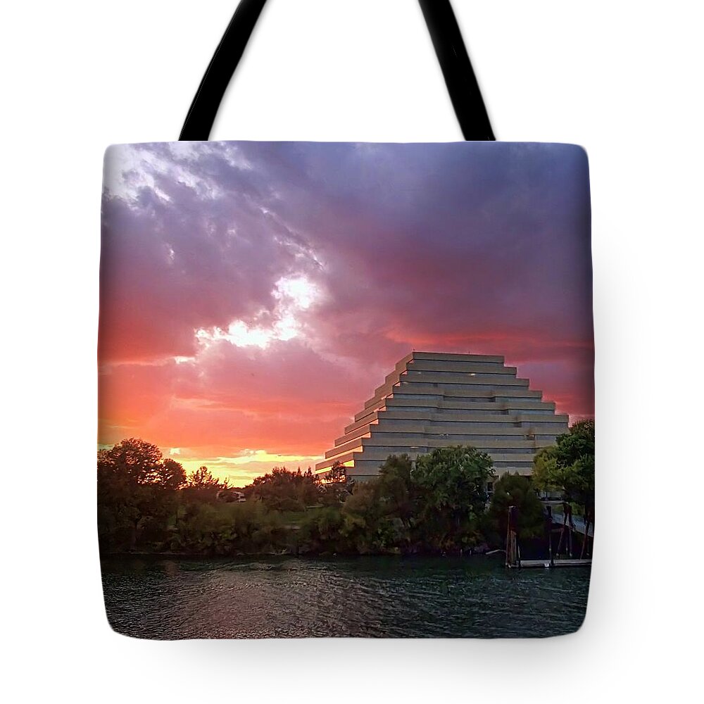 Sunset Tote Bag featuring the photograph Old Sacramento Sunset by Randy Wehner