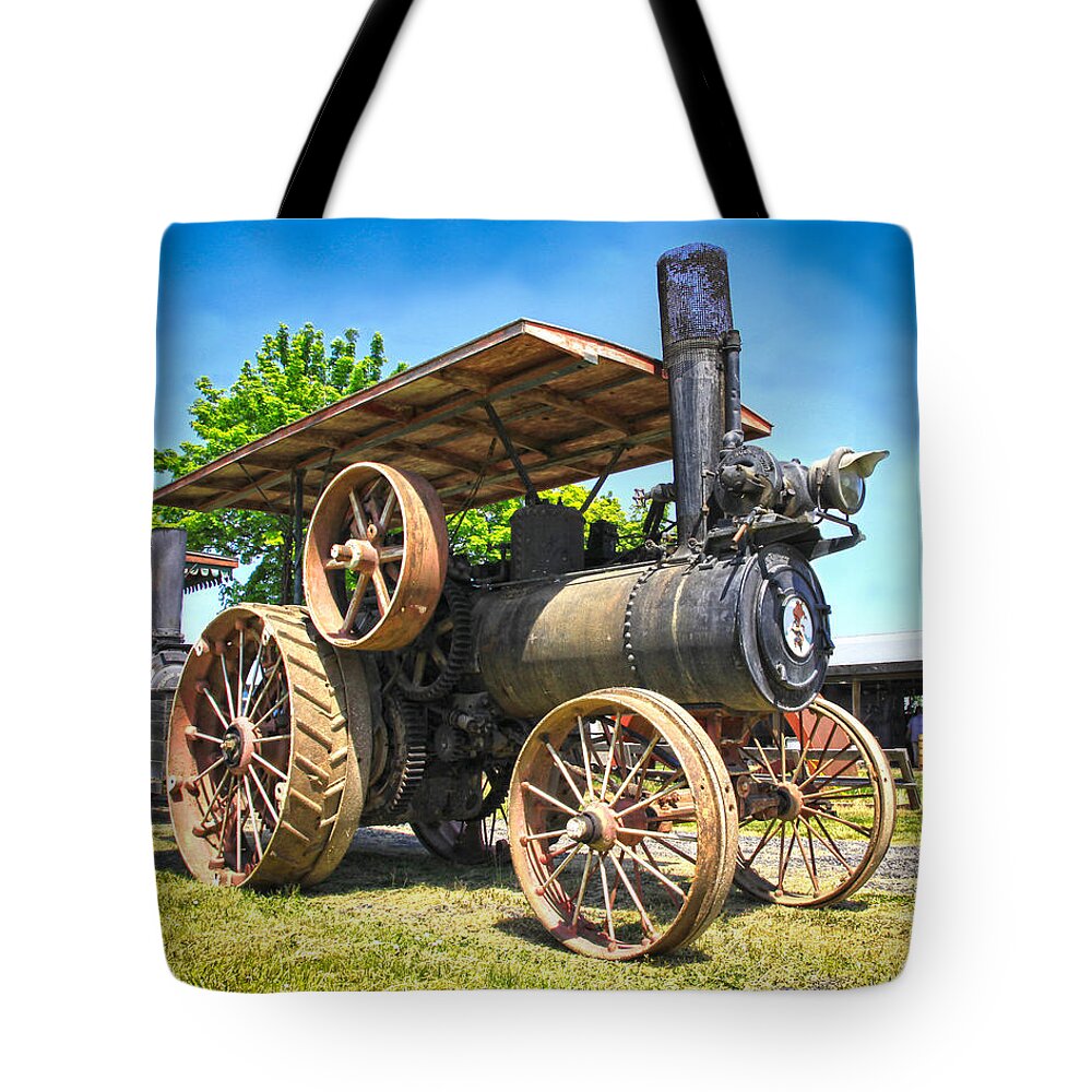 Train Tote Bag featuring the photograph Old Steam Engine by Steve McKinzie