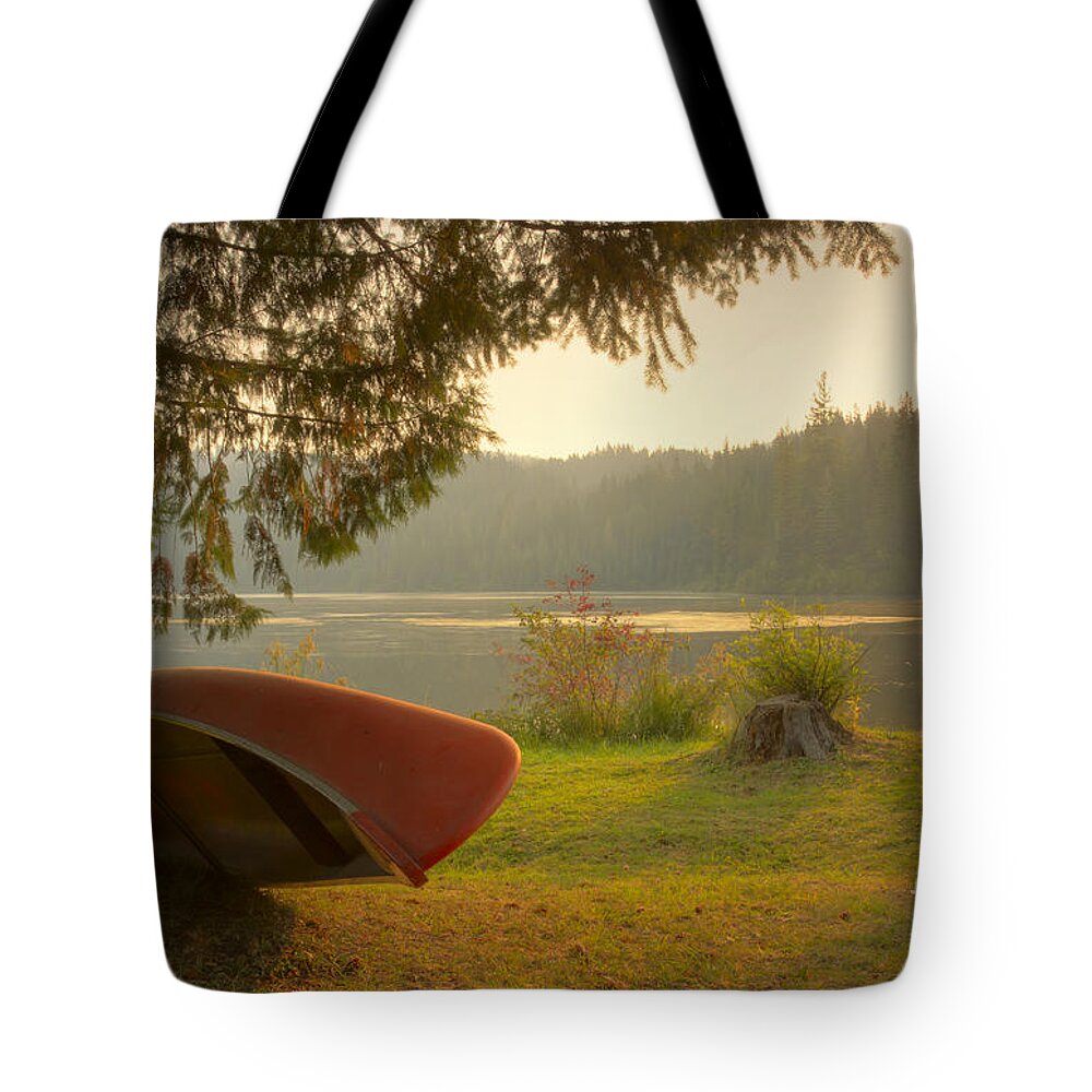 Elk Creek Reservoir Tote Bag featuring the photograph On the Shore by Idaho Scenic Images Linda Lantzy