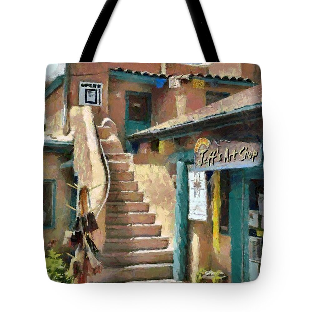 Jeff's Art Shop Tote Bag featuring the painting Open for Business by Jeffrey Kolker