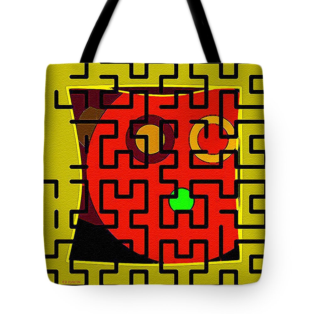 Ebsq Tote Bag featuring the digital art Orange Face Maze by Dee Flouton