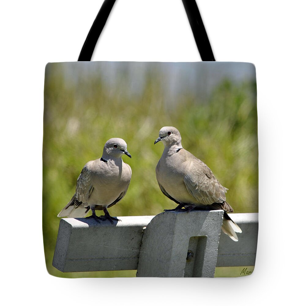 Doves Tote Bag featuring the photograph Palomas by Maria Nesbit
