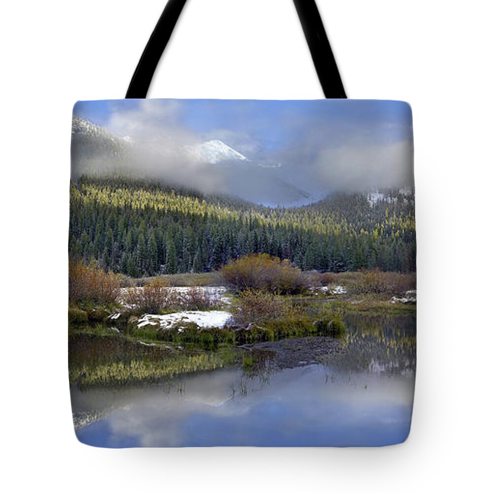 00175165 Tote Bag featuring the photograph Panoramic View Of The Pioneer Mountains by Tim Fitzharris