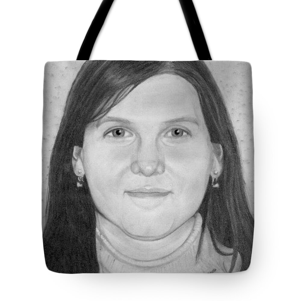 Portrait Tote Bag featuring the drawing Pauline Richards by Ana Tirolese