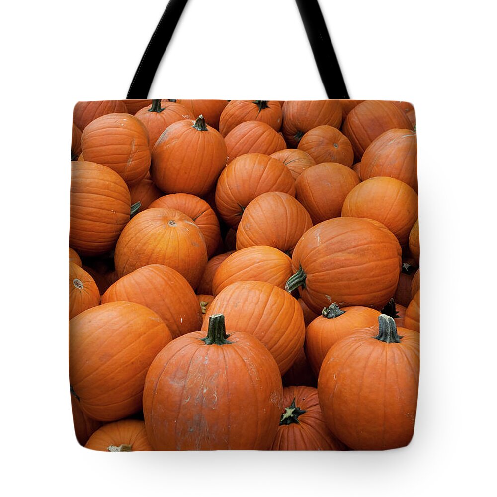 Pumpkin Patch Tote Bag featuring the photograph Pile of Pumpkins by Lorraine Devon Wilke