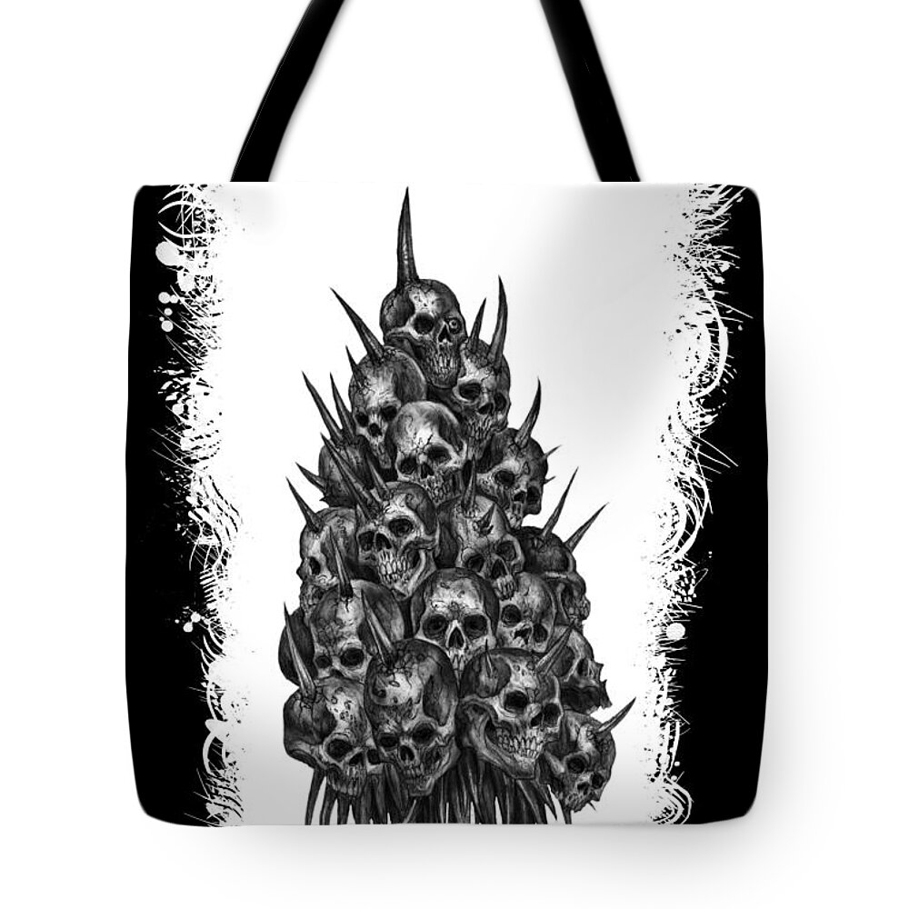 Sketch The Soul Tote Bag featuring the mixed media Pile of Skulls by Tony Koehl