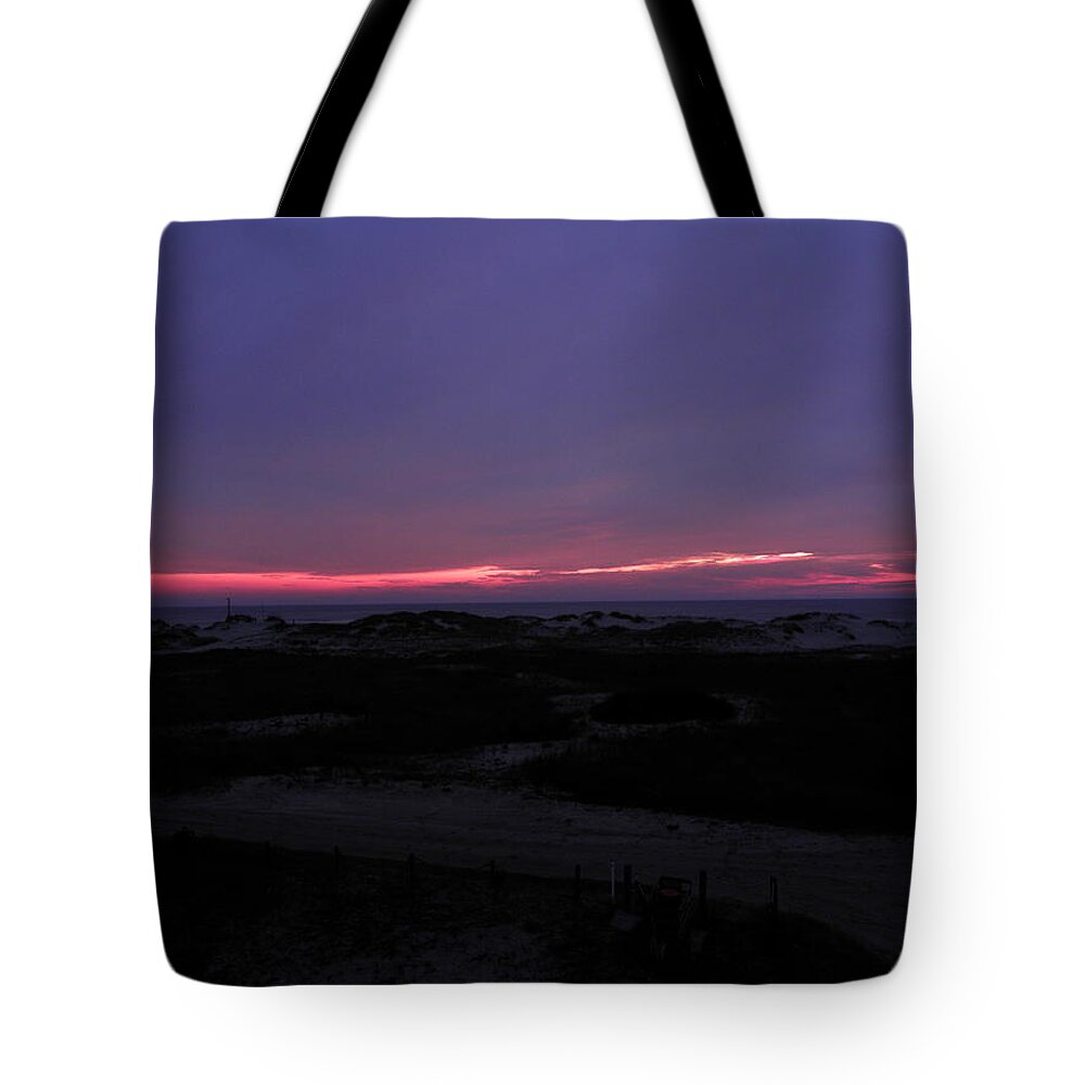 Sunrise Tote Bag featuring the photograph Pink Sunrise Over The Dunes by Kim Galluzzo Wozniak