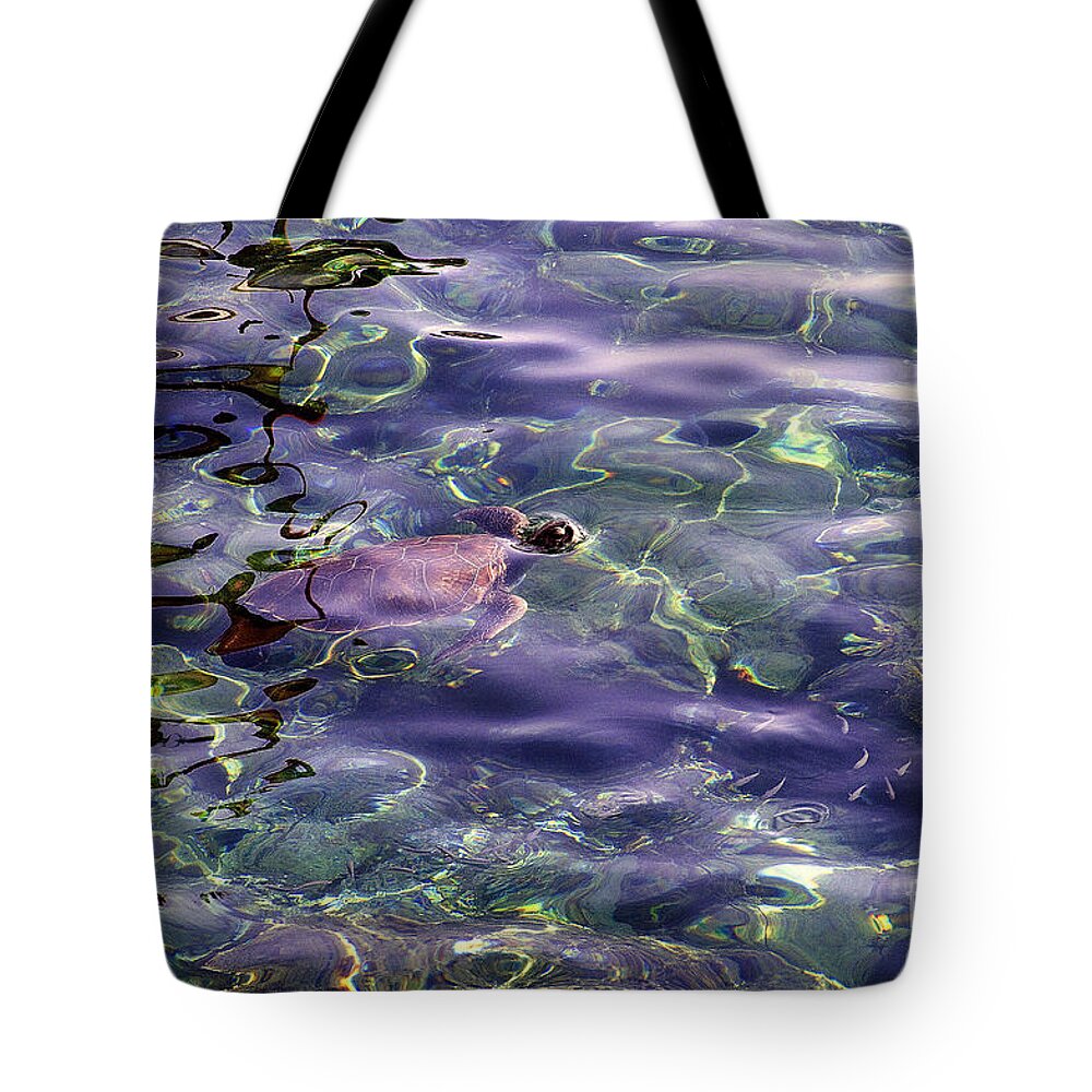 Sea Turtle Tote Bag featuring the photograph playing at Crete by Casper Cammeraat